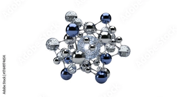 Obraz Abstract molecular structure interconnected spheres network science technology