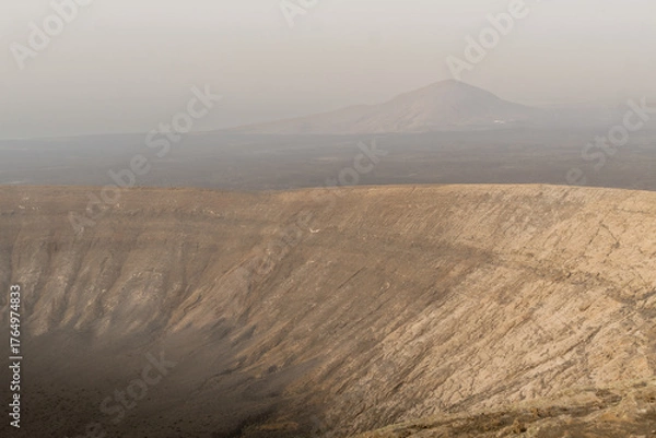 Obraz hiking in the volcano landscape of Timanfaya in Lanzarote