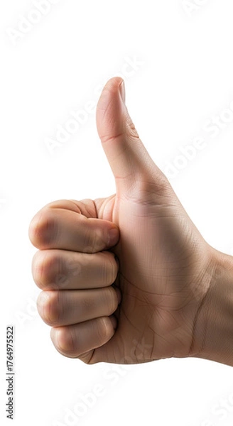 Obraz Close-up of a hand with a thumbs-up gesture against a black background