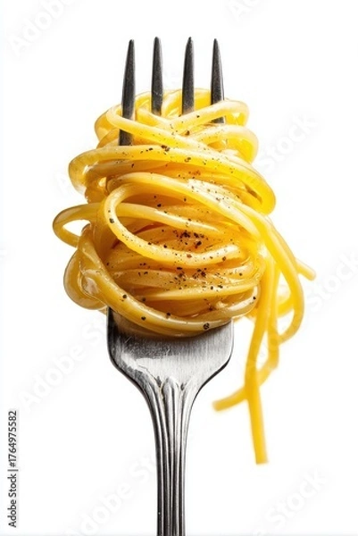 Fototapeta Elegant spaghetti twirled on a fork with pepper seasoning a simple yet delicious representation of Italian cuisine perfection