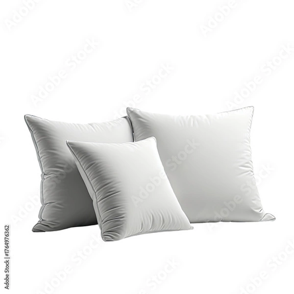 Obraz Three clean, fluffy white pillows, arranged in a comfortable, inviting setup
