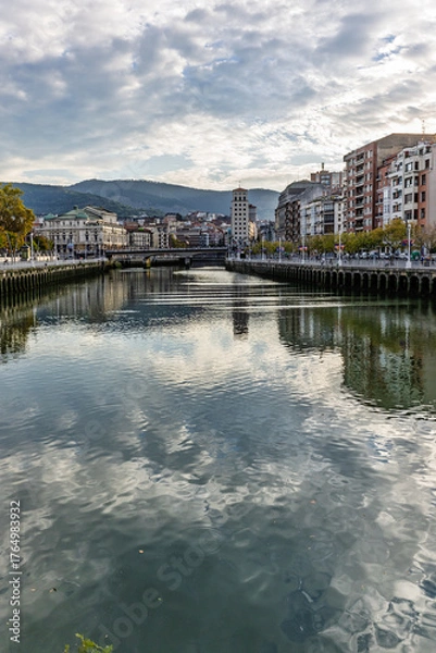 Fototapeta View of the city of Bilbao, in Vizcaya, Basque Country.
