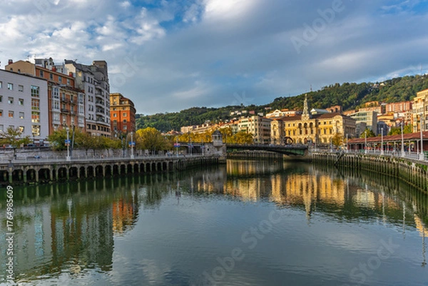 Fototapeta View of the city of Bilbao, in Vizcaya, Basque Country.