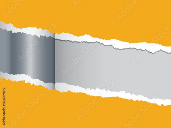 Fototapeta Grunge vector illustration of a torn paper banner design with an empty vintage texture and a ripped edge frame