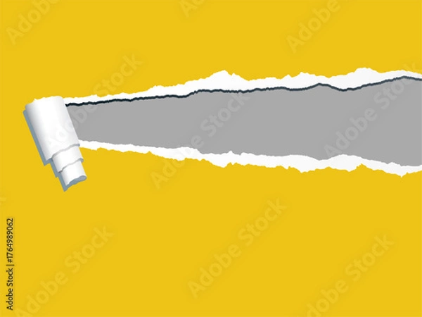 Fototapeta Blank paper sheet illustration with ripped, torn edges and grunge texture for a design or banner concept