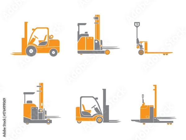 Obraz Set icons of loader equipment isolated on white. Vector illustration