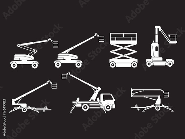 Obraz Lifting machine icons set. Vector. Illustration