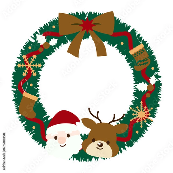 Fototapeta クリスマスリースのイラスト