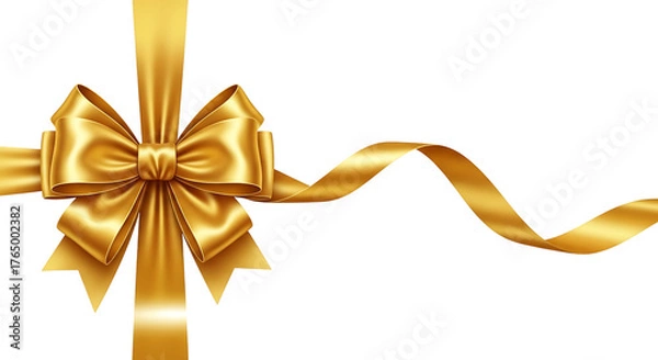 Obraz A luxurious golden ribbon tied into a perfect bow, isolated on white isolated on transparent background