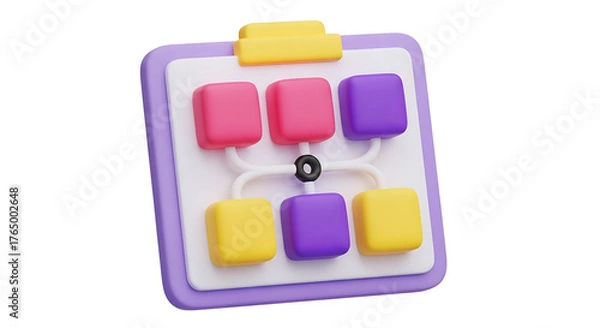 Obraz 3d flowchart or organizational chart icon isolated on transparent background