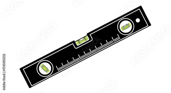 Obraz Black spirit level tool with green bubble isolated on transparent background