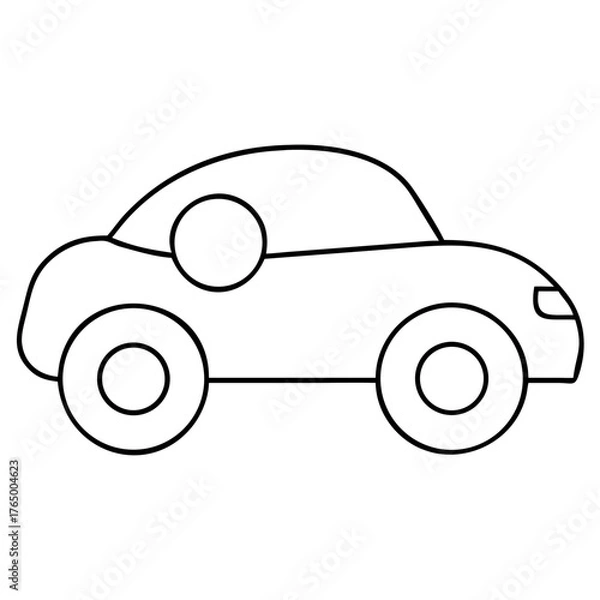 Obraz 3d icon of black and white outline drawing of a simple car