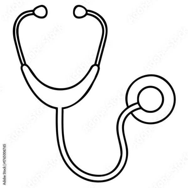 Obraz 3d icon of simple outline drawing of a stethoscope
