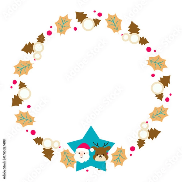 Fototapeta クリスマスリースのイラスト