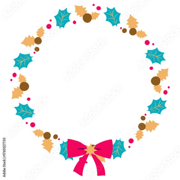 Fototapeta クリスマスリースのイラスト
