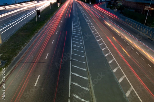 Obraz City trafic in red lines