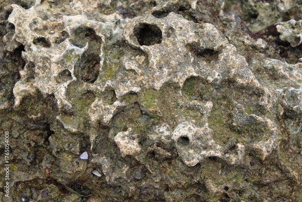 Obraz Dark brown rock texture with cracks.
