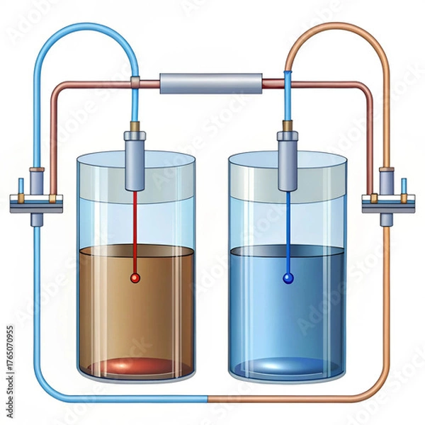 Fototapeta An educational electrolysis diagram experiment showing the process