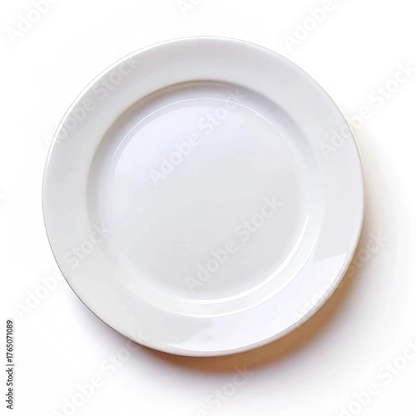 Fototapeta An empty plate isolated on a white background, symbolizing simplicity