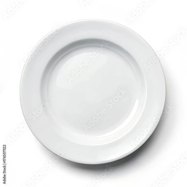 Fototapeta An empty plate isolated on a white background, symbolizing simplicity