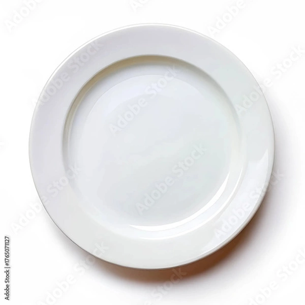 Fototapeta An empty plate isolated on a white background, symbolizing simplicity