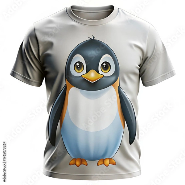 Fototapeta Front of a T-shirt featuring a penguin design, combining