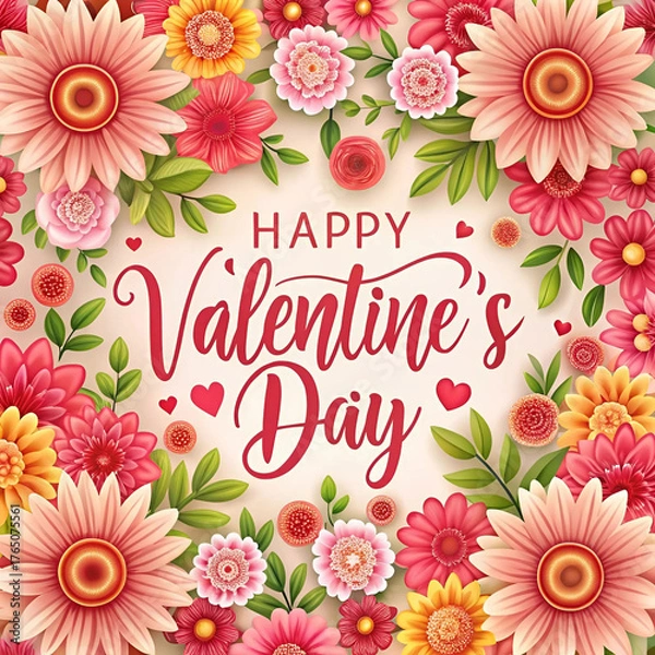 Fototapeta A Happy Valentine Day flower pattern background