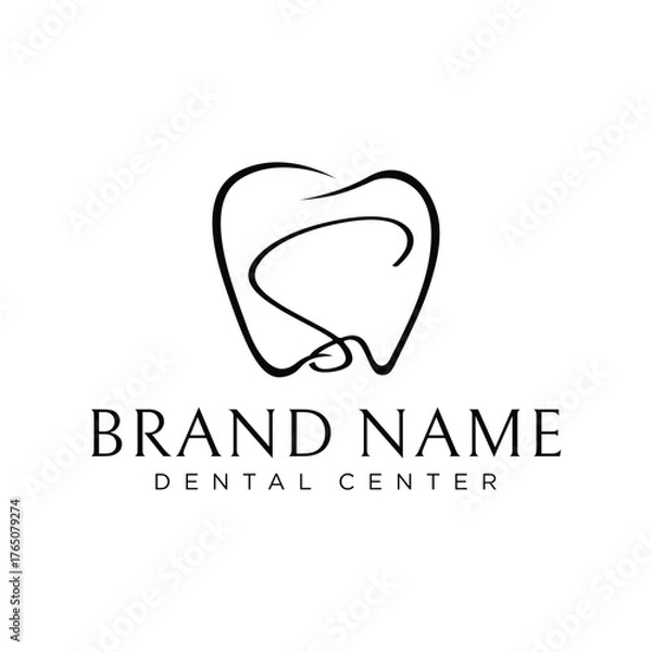 Fototapeta Black S Dental Logo Design on White Background , Vector Illustration.