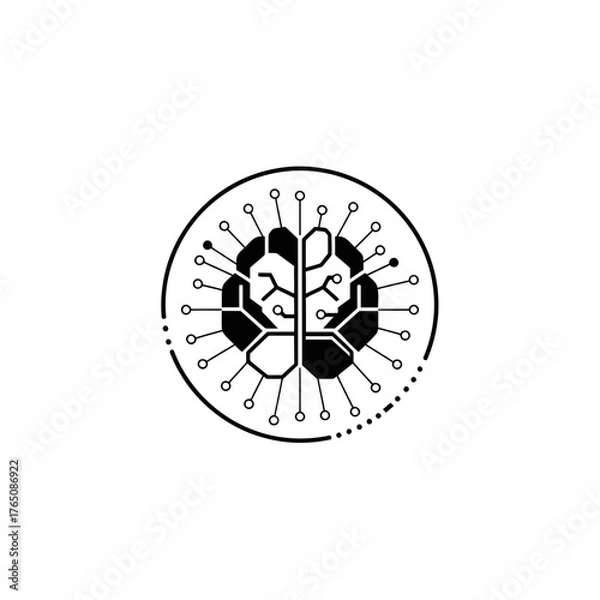 Obraz Vector illustration of artificial intelligence concept a brain with electronic circuits inside a circle symbolizes advanced technology and cognitive function