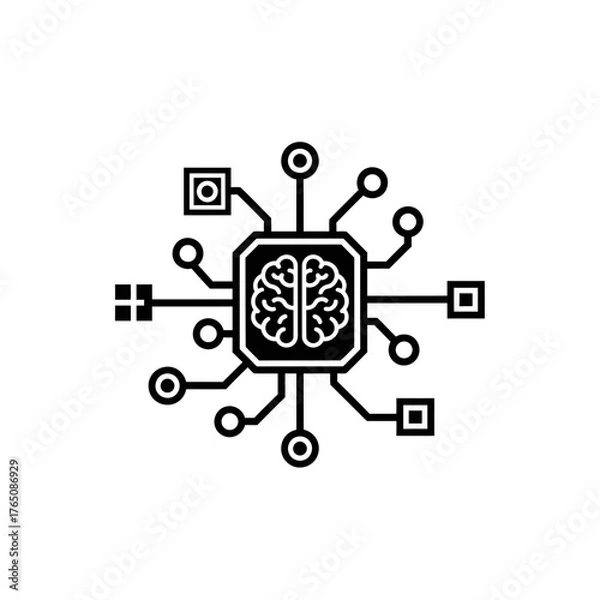 Obraz Vector illustration of artificial intelligence brain circuit showcases the integration of technology and human intellect in a modern, innovative design