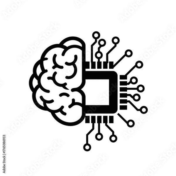 Obraz Vector illustration of artificial intelligence brain circuit represents the convergence of human intellect and technology in a sleek, modern design