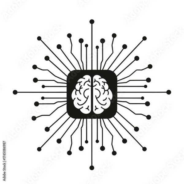 Obraz Vector illustration of artificial intelligence concept with brain and circuit board represents the fusion of human intellect with technological advancement