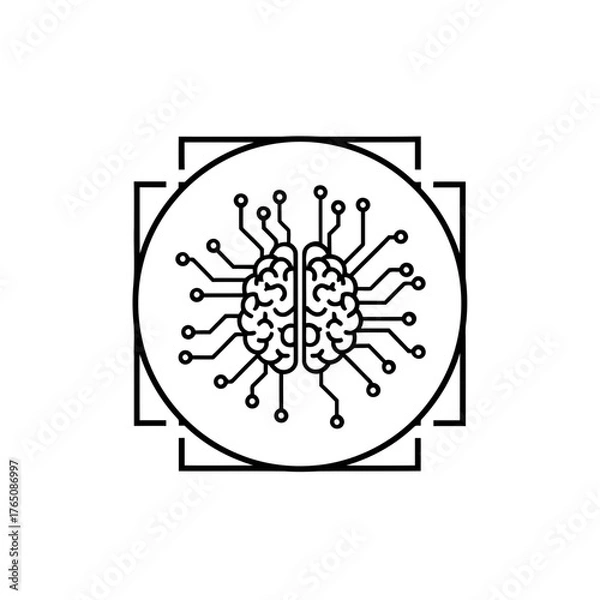 Obraz Vector illustration of artificial intelligence brain circuit board pattern in circle represents the integration of human intelligence with technology