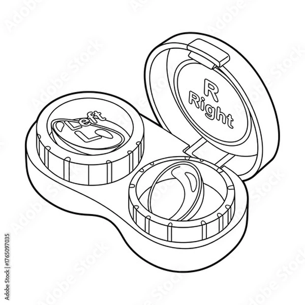 Obraz Contact Lens Case with Left and Right Lenses Illustration
