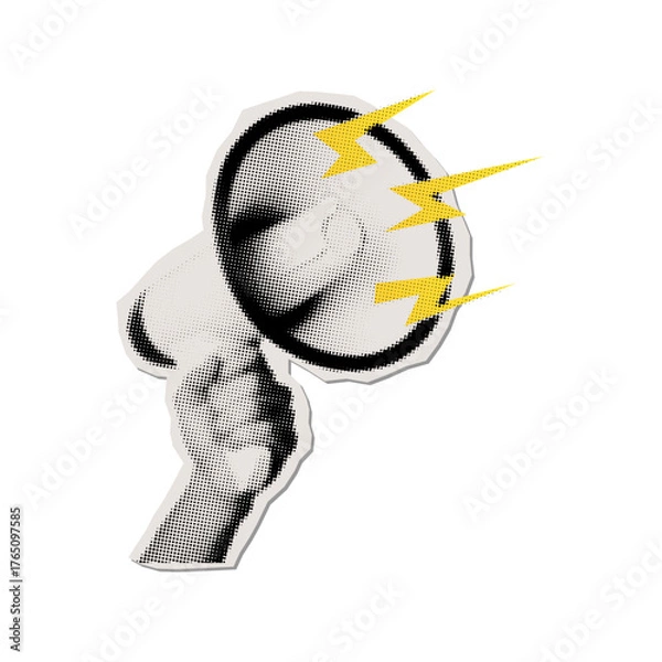 Obraz Halftone Megaphone Speaker with Lightning