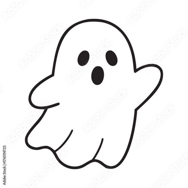 Obraz Cute Halloween Ghost Outline Vector Illustration