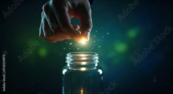 Fototapeta Compounding effect concept. A hand plants a small light seed, which grows exponentially over time as its returns are reinvested.