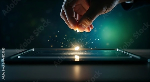 Fototapeta Compounding effect concept. A hand plants a small light seed, which grows exponentially over time as its returns are reinvested.