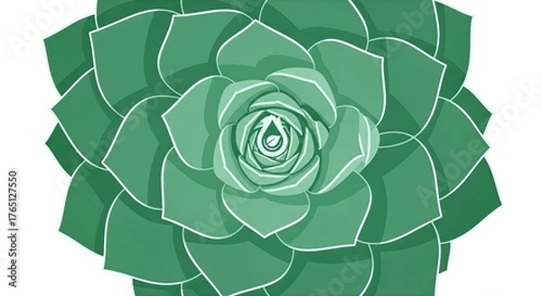 Fototapeta Vibrant Green Succulent Plant Top View Illustration.