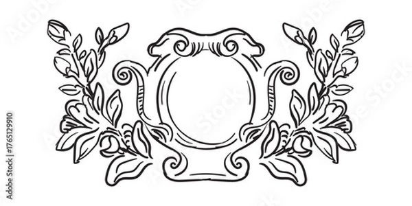 Obraz Decorative hand drawing filigree frame with leaves vector