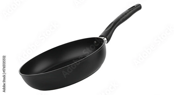Fototapeta Modern Black Nonstick Frying Pan Isolated On Black Background