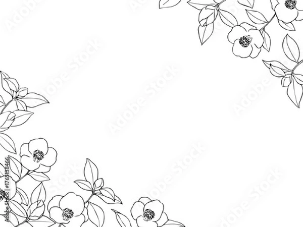 Fototapeta 椿の線画フレーム