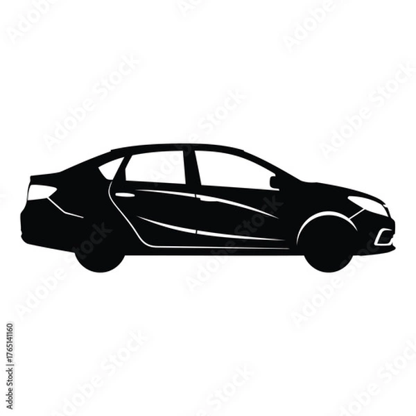 Fototapeta Minimal Black Car Silhouette Icon — Simple Vehicle Vector for Design and Automotive Graphics