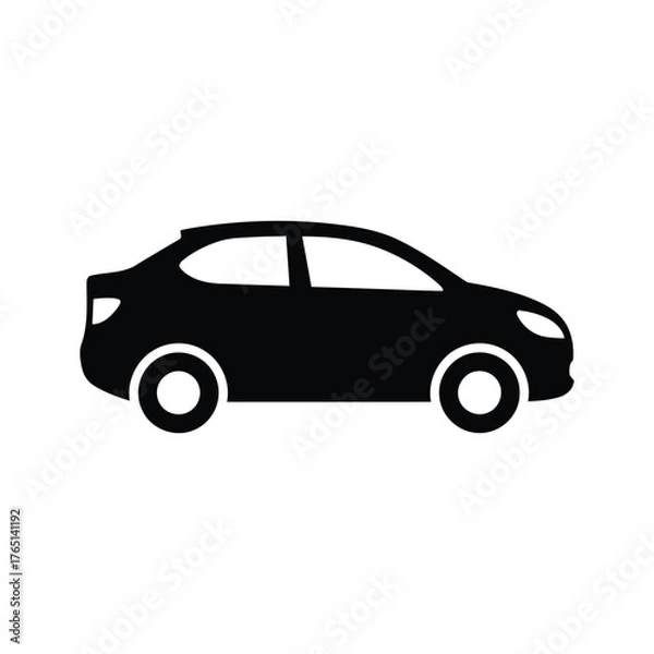 Fototapeta Minimal Black Car Silhouette Icon — Simple Vehicle Vector for Design and Automotive Graphics