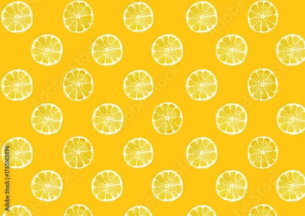 Obraz 水彩風 輪切りレモン(均等)のパターン