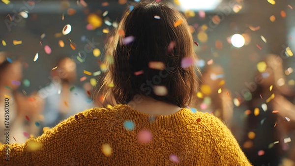 Obraz Joyful Celebration with Confetti Falling