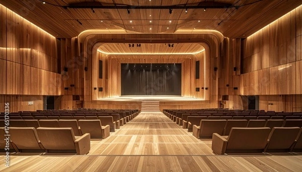 Fototapeta Sound Architecture State-of-the-Art Concert Hall Interior Designed for Optimal Acoustic Performance.