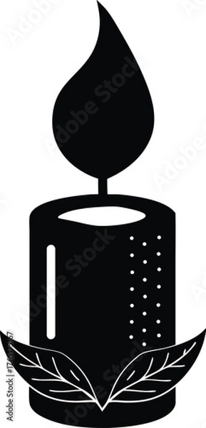 Fototapeta Candle Light Vector illustration Art Decorative Wax Candle with Flame Representing Peace and Warmth on transparent background