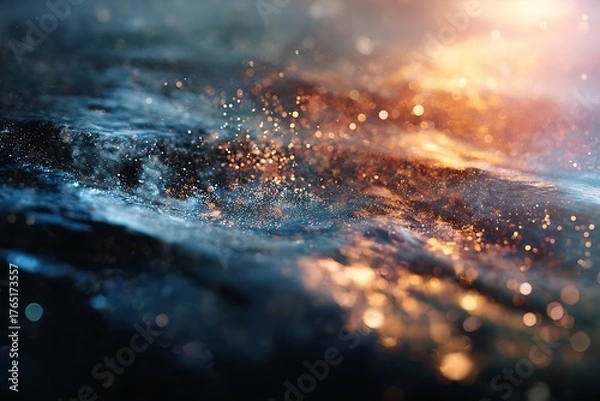 Obraz Abstract Ocean Waves Sparkling Shimmering Golden Light Reflections Underwater Dreamscape