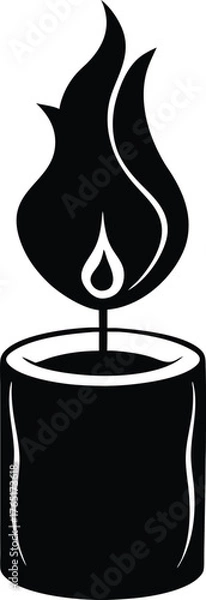 Fototapeta Simple Candle Flame Vector Icon Silhouette for Festival, Worship, and Relaxation Graphic Design on png transparent background